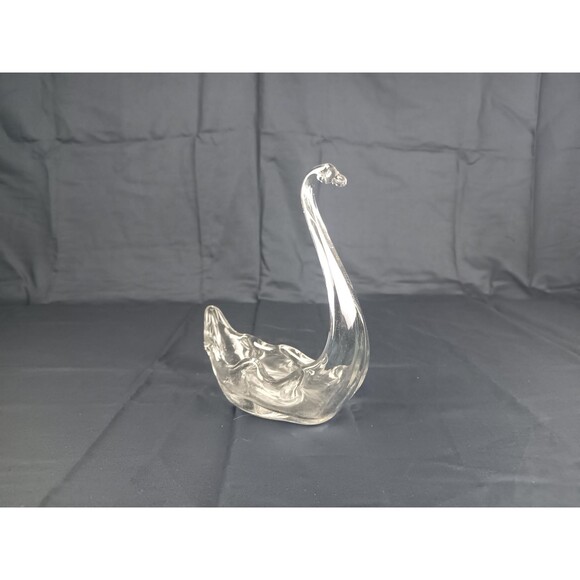 Vintage Glass Swan Dish Candy Nut Peanut Dish Coin Change Holder Desk Shelf Deco - Picture 2 of 10
